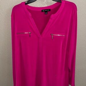 INC International Concepts Fuchsia Blouse with Zipper Accents